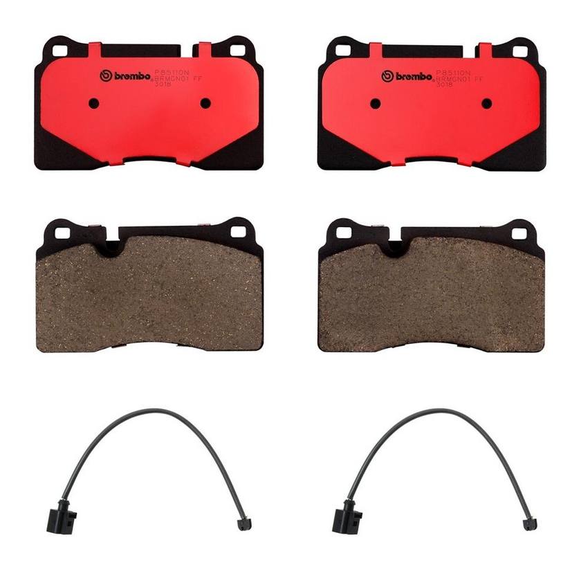 VW Brembo Brake Pad Set Kit - Front (Ceramic) (with Sensors) 7P6698151F - Brembo 2007352KIT